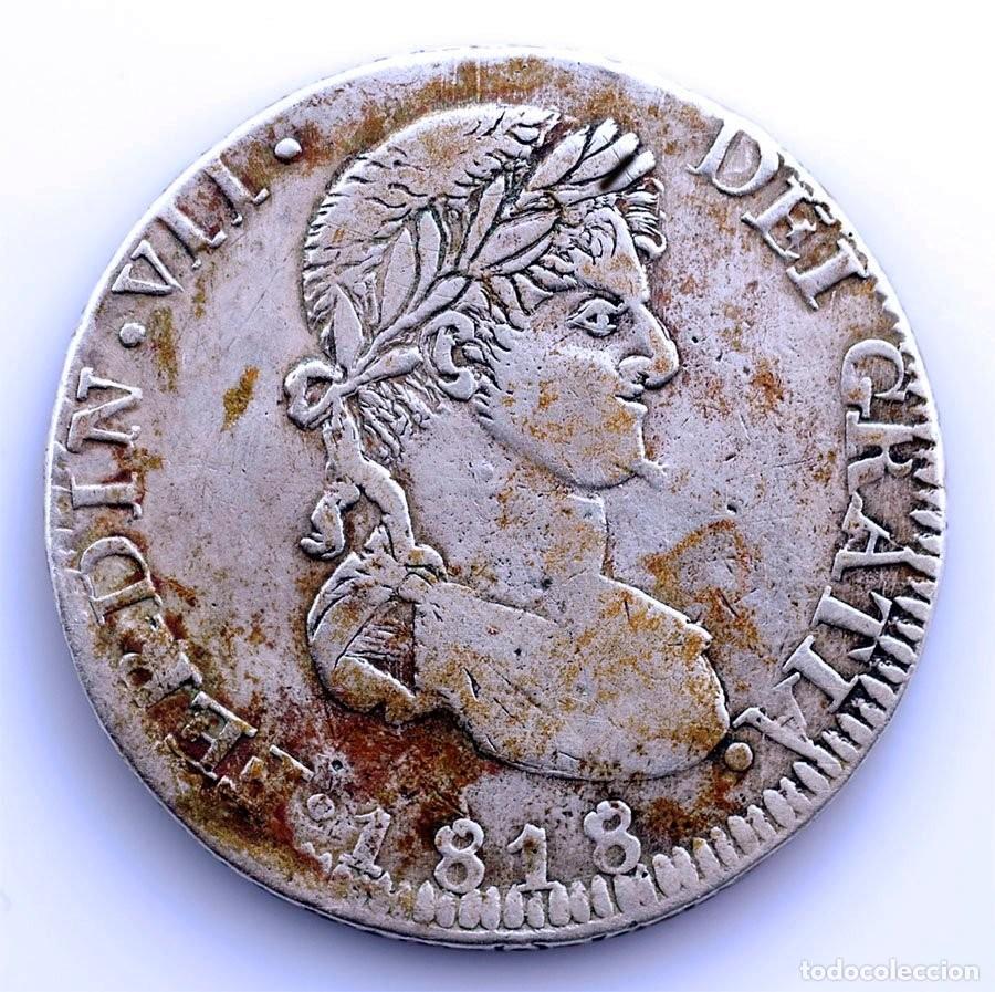 Monedas de Espa&ntilde;a: SC-Spain. Fernando VII. 8 reales 1818 AG. Zacatecas. Plata 25,8 g. Escasa