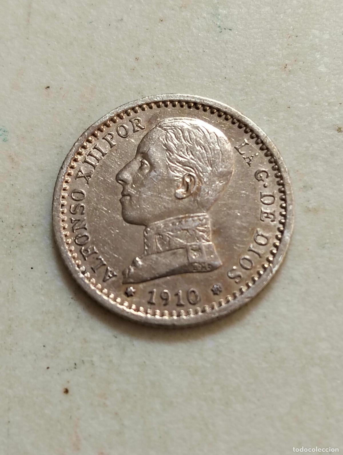 Monedas de Espa&ntilde;a: MONEDA DE PLATA, 50 CENT A&Ntilde;O 1910, ALFONSO XIII, ESTRELLAS 1 - 0