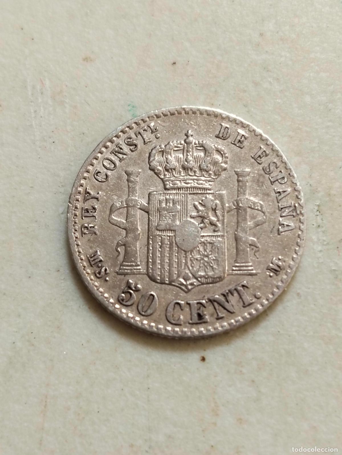 Monedas de Espa&ntilde;a: MONEDA DE PLATA, 50 CENT A&Ntilde;O 1880, ALFONSO XII - Foto 2