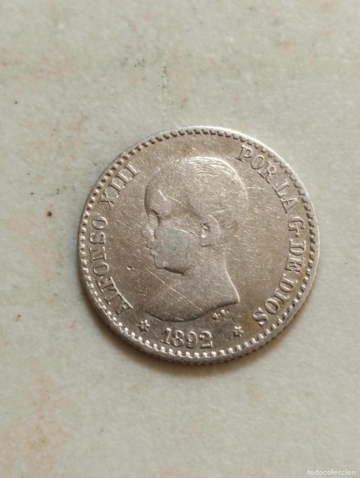 Monedas de Espa&ntilde;a: MONEDA DE PLATA, 50 CENT A&Ntilde;O 1892, ALFONSO XIII, ESTRELLAS 9 - 2