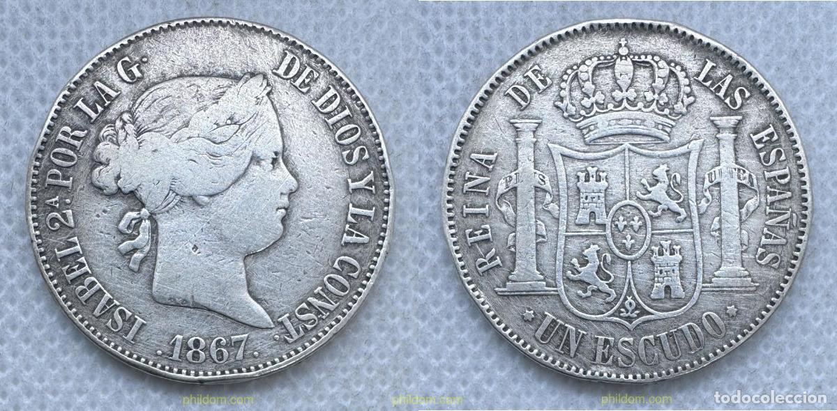 Monedas de Espa&ntilde;a: 5258 ESPA&Ntilde;A 1867 ISABEL II 1 ESCUDO 1867 MADRID