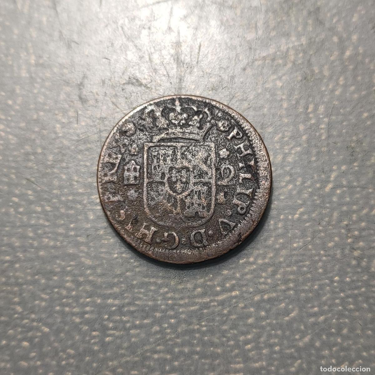 Monedas de Espa&ntilde;a: ESPA&Ntilde;A SEGOVIA FELIPE V 2 MARAVEDIS 1744 DEFECTO ACU&Ntilde;ACION