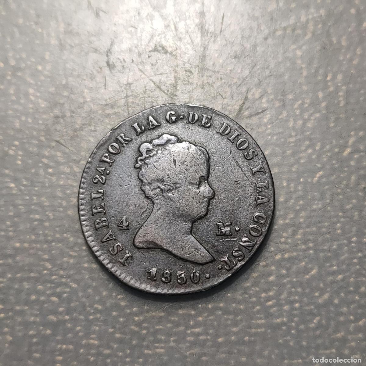 Monedas de Espa&ntilde;a: ESPA&Ntilde;A JUBIA ISABEL II 4 MARAVEDIS 1850