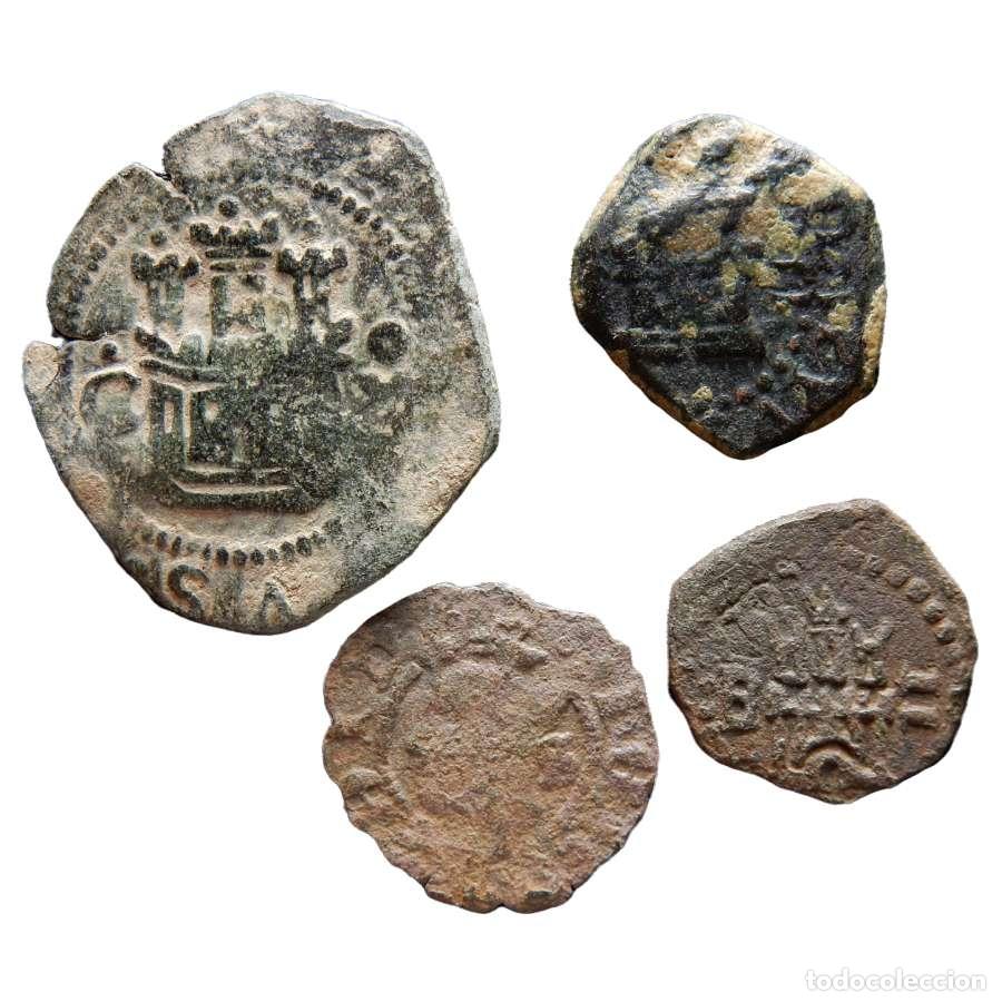 Monedas de Espa&ntilde;a: Lote de 4 monedas de los Austrias. Variados. 516-F