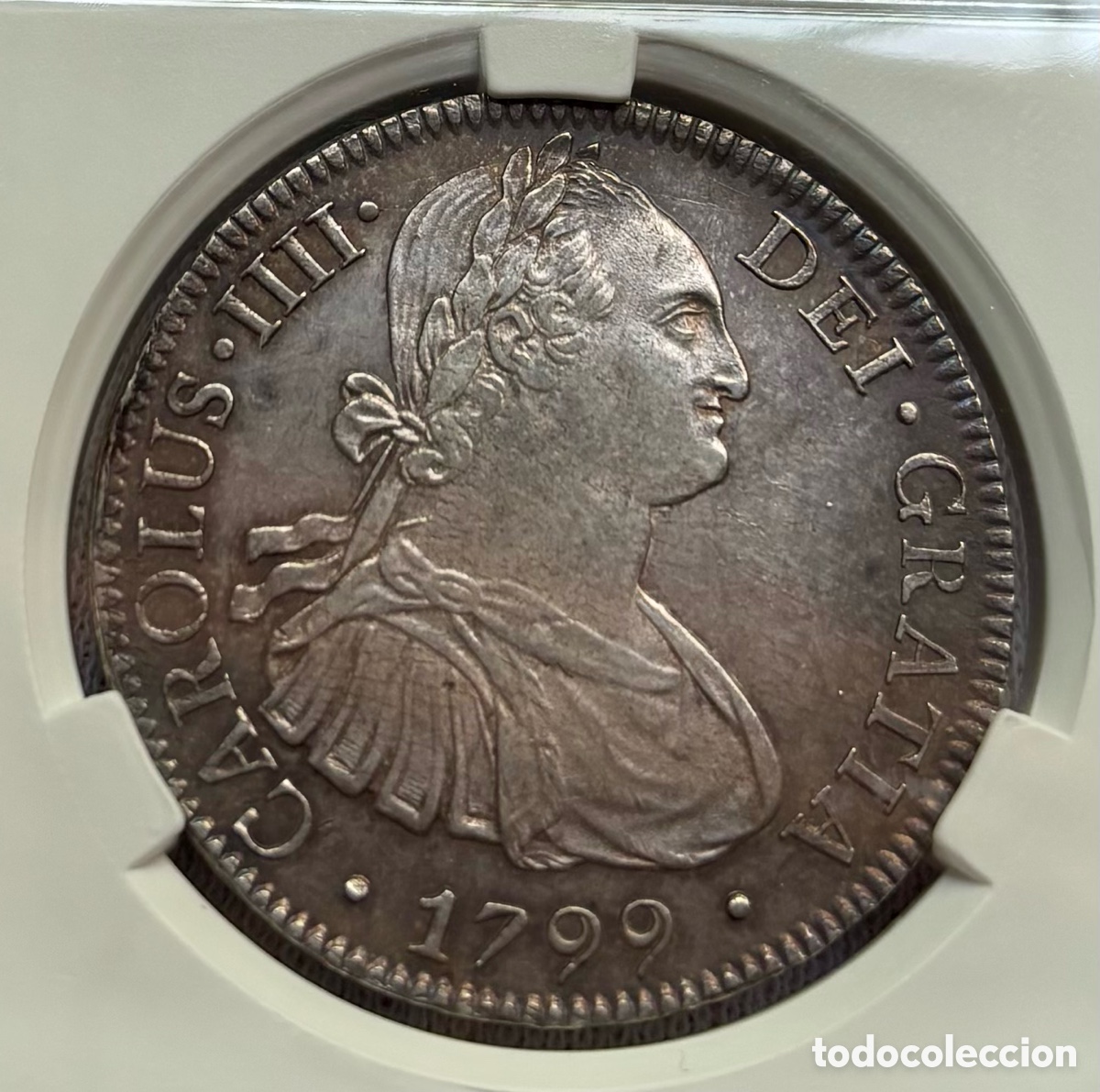 Monedas de Espa&ntilde;a: Moneda PLATA 8 Reales 1799 Mexico. Carlos IV. Certificada NCV XF40