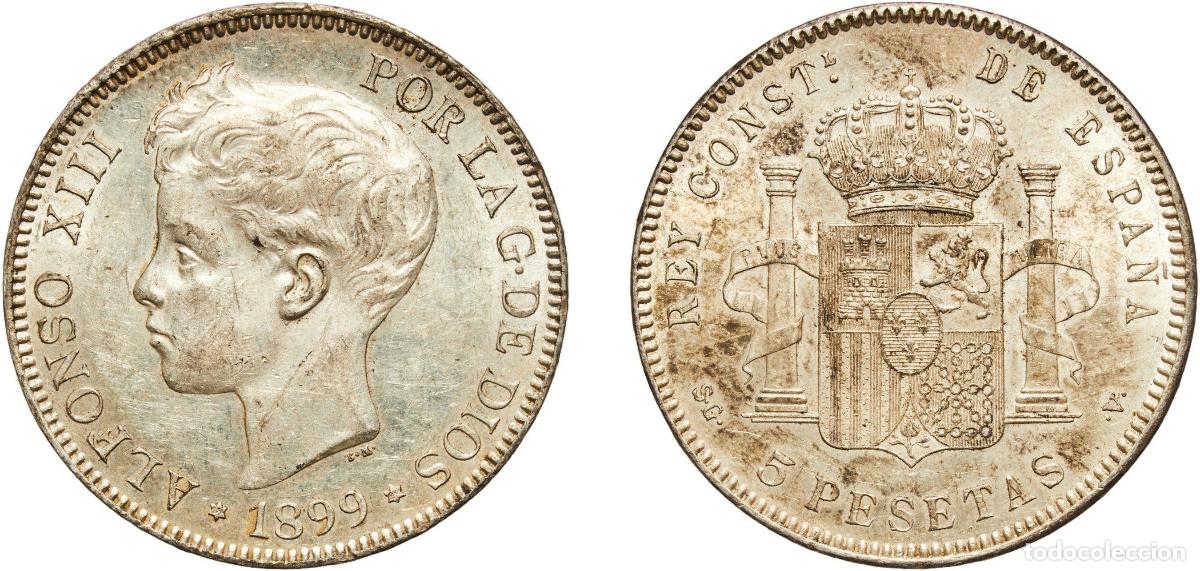 Monedas de Espa&ntilde;a: Spain Kingdom 1899 18-99 SGV 5 Pesetas - Alfonso XIII (3rd portrait) Original luster Silver (.900)