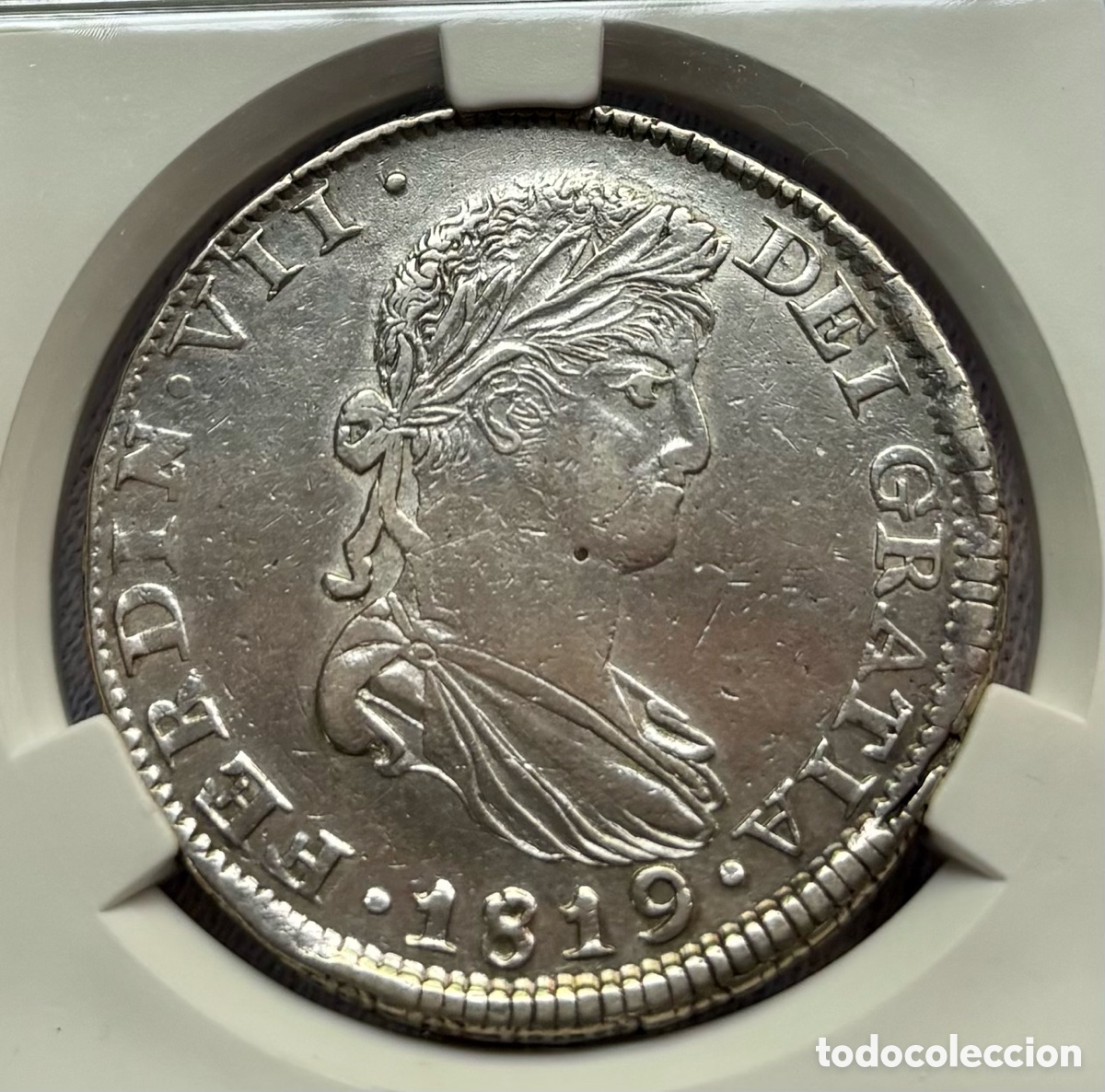 Monedas de Espa&ntilde;a: Moneda PLATA 8 Reales 1819 Zacatecas. Fernando VII . Certificada NCV XF40