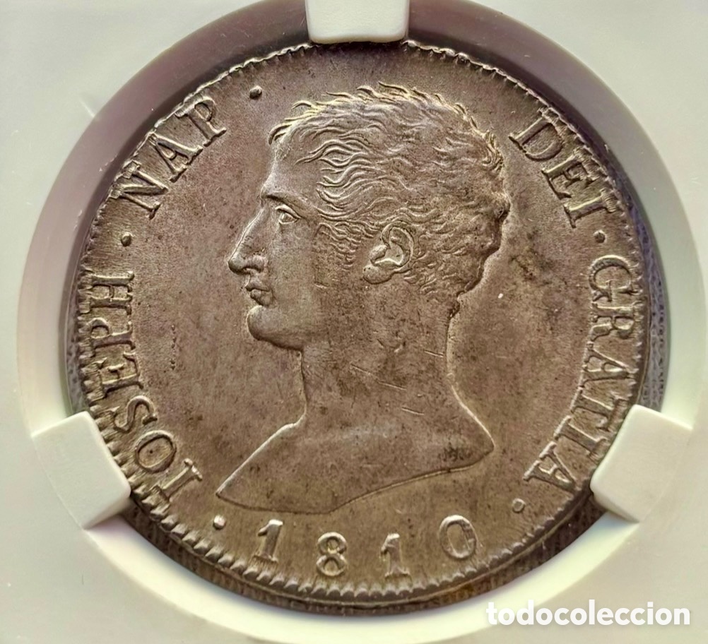 Monedas de Espa&ntilde;a: Moneda PLATA 20 Reales 1810 Madrid Aguila Grande. Napoleon. Certificada NCV AU55