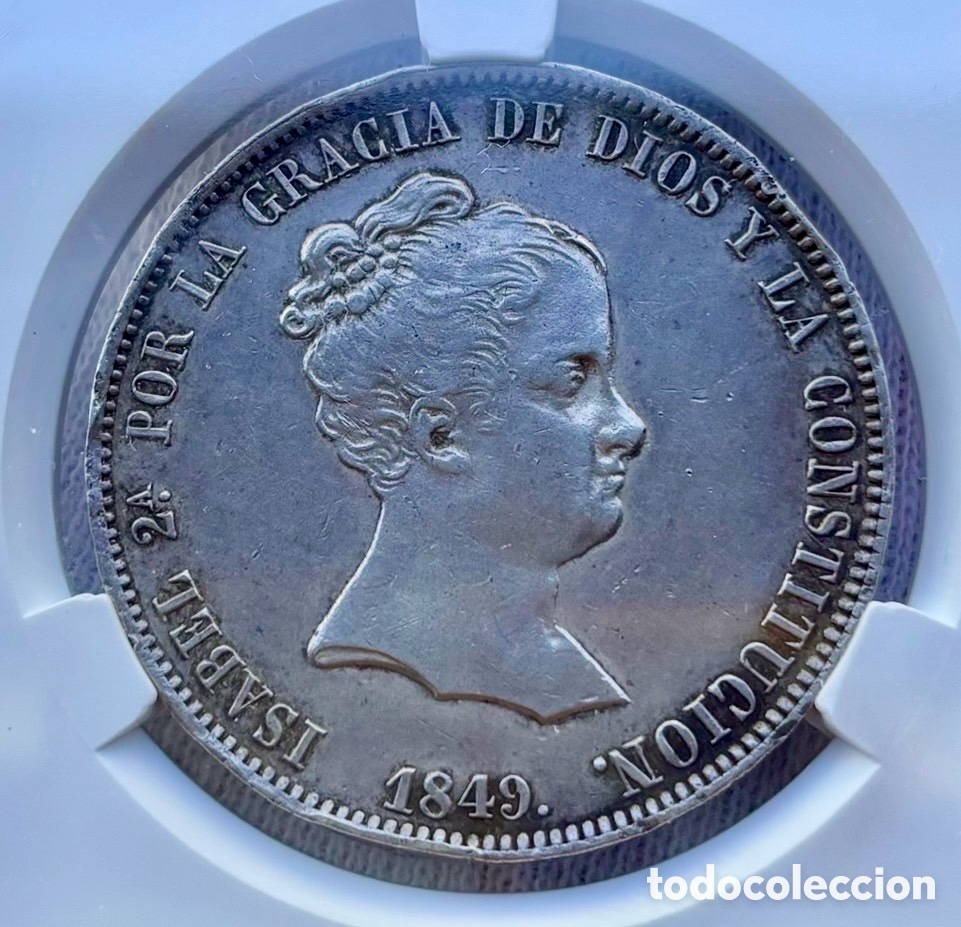 Monedas de Espa&ntilde;a: Moneda PLATA 20 Reales 1849 CL Madrid Isabel II. Certificada NCV XF40