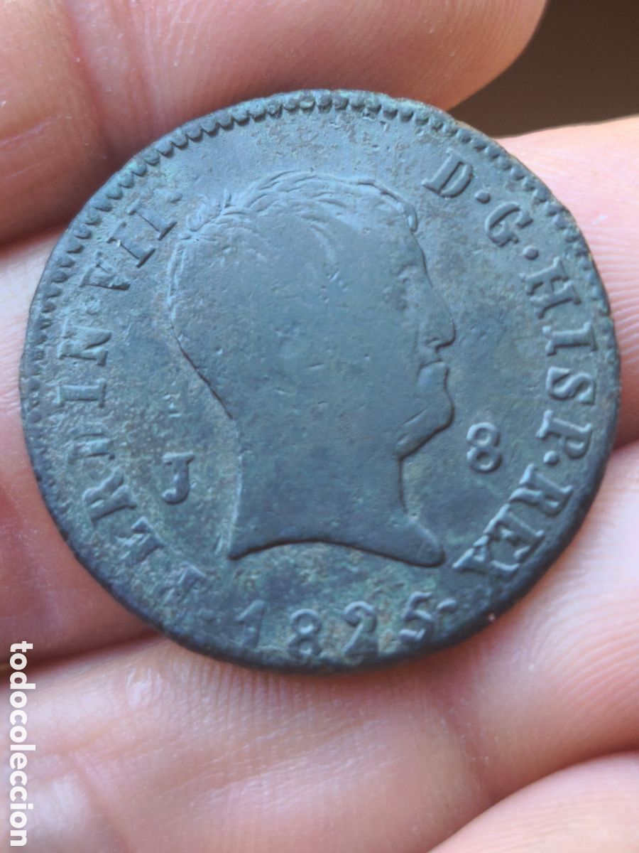Monedas de Espa&ntilde;a: Fernando VII 1825 8 maravedis JUBIA