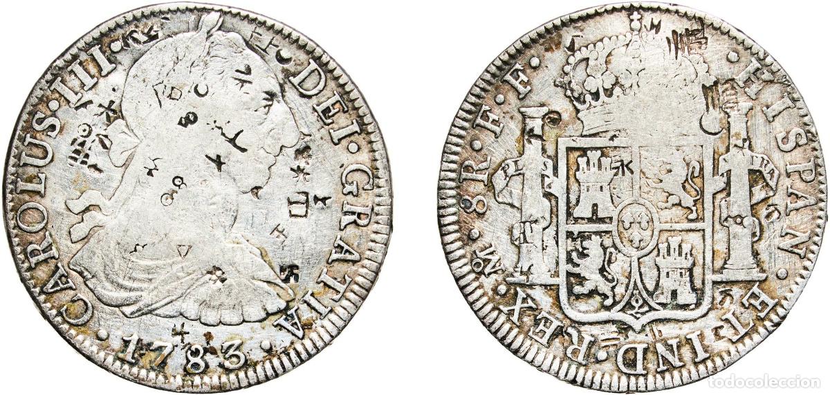 Monedas de Espa&ntilde;a: Mexico Spanish colony 1783 FF 8 Reales - Carlos III Silver (.903) Mexico City Mint 26.69g VF Chopma