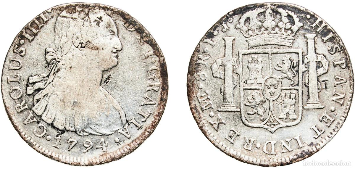 Monedas de Espa&ntilde;a: Peru Spanish colony 1794 LIMAE IJ 8 Reales - Carlos IV (Colonial Milled Coinage) Silver (.896) Lima