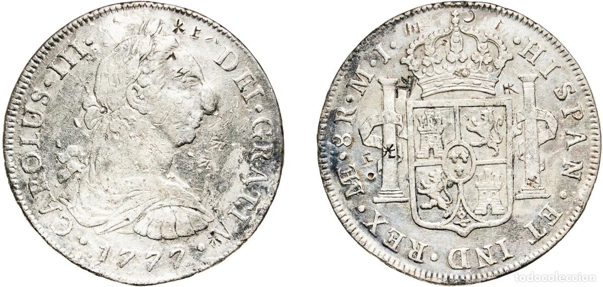 Monedas de Espa&ntilde;a: Peru Spanish colony 1777 LIMAE MJ 8 Reales - Carlos III (Colonial Milled Coinage) Silver (.903) Lim