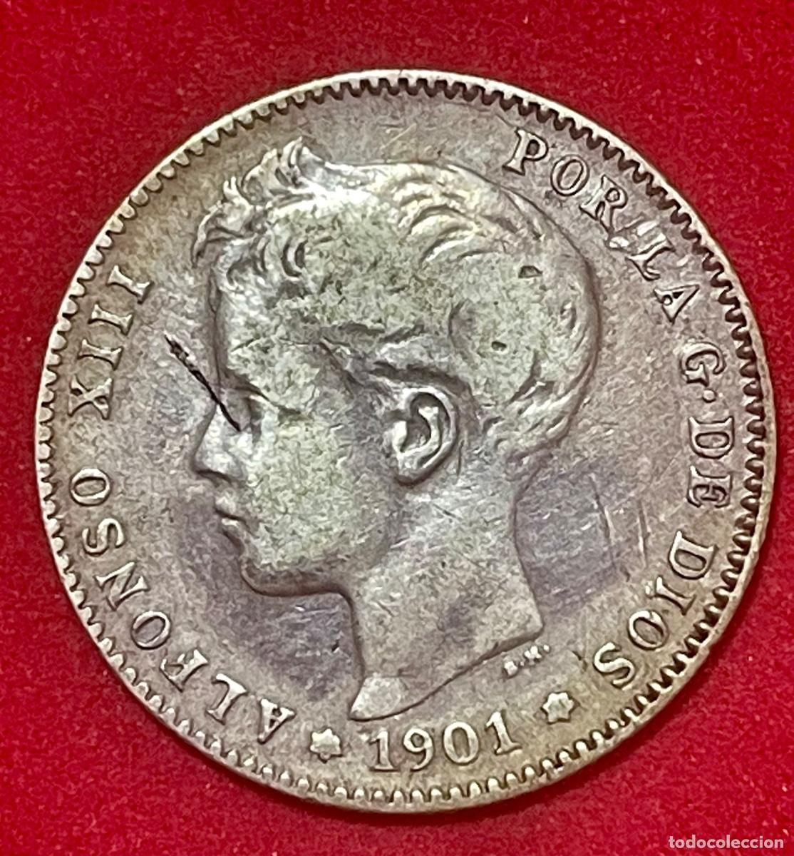 Monedas de Espa&ntilde;a: 1 PESETA DE PLATA DE ALFONSO XIII A&Ntilde;O 1901