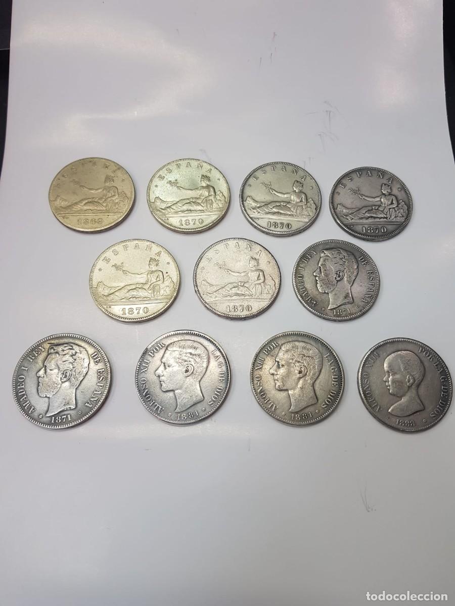 Monedas de Espa&ntilde;a: LOTE DE 11 MONEDAS DE 5 PESETAS-GOBIERNO PROVISIONAL-AMADEO I-ALFONSO XII-ALFONSO XIII-FALSAS DE EPO