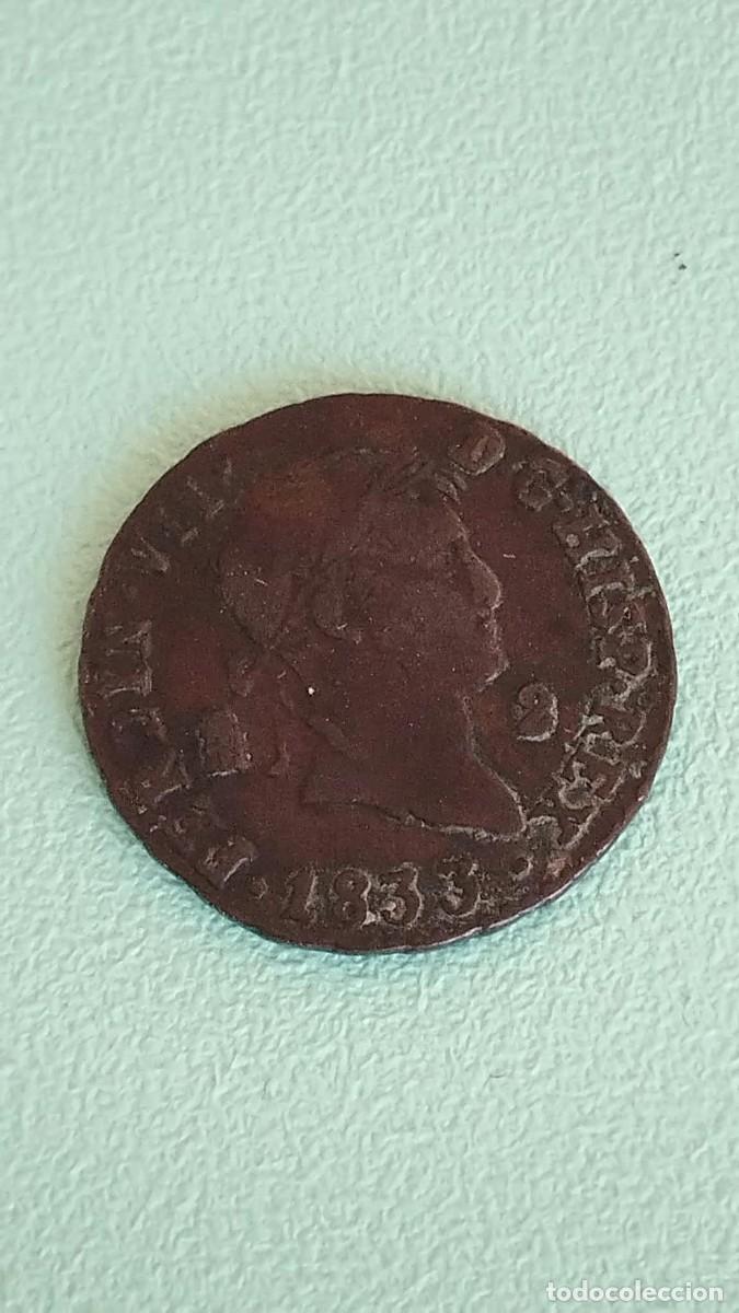 Monedas de Espa&ntilde;a: Moneda de 2 Maraved&iacute;s 1833 - Fernando VII - Segovia (Acueducto) - &Uacute;ltimo a&ntilde;o