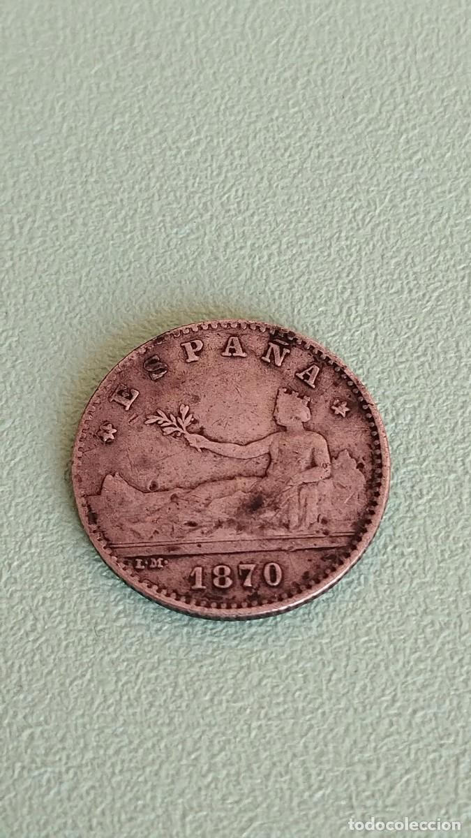 Monedas de Espa&ntilde;a: Moneda de plata - 50 C&eacute;ntimos 1870 - Gobierno Provisional - Estrellas Ilegibles - Escasa