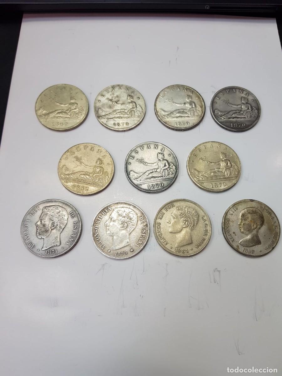 Monedas de Espa&ntilde;a: LOTE DE 11 MONEDAS DE 5 PESETAS-GOBIERNO PROVISIONAL-AMADEO I-ALFONSO XII-ALFONSO XIII-FALSAS DE EPO