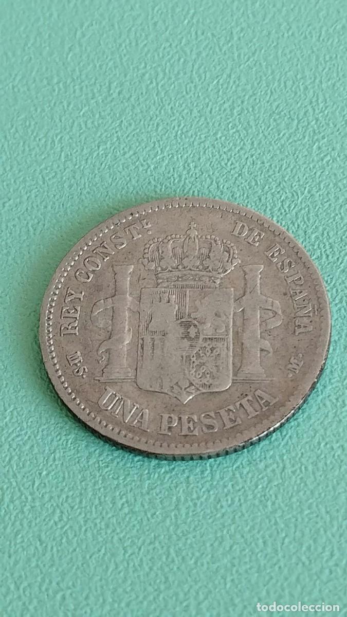 Monedas de Espa&ntilde;a: Moneda de plata - 1 Peseta 1881 - Alfonso XII - Ensayadores MS M - Estrellas Ilegibles