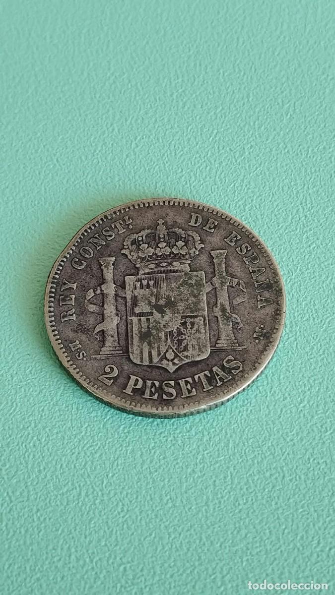 Monedas de Espa&ntilde;a: Moneda de plata - 2 Pesetas 1883 - Alfonso XII - Ensayadores MS M - Estrellas Ilegibles