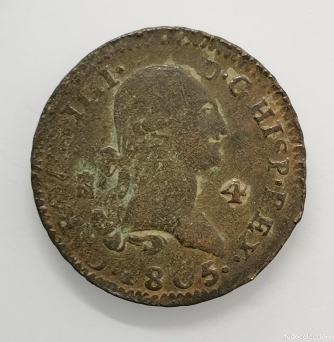 Monedas de Espa&ntilde;a: Carlos IV 4 Maraved&iacute;s 1805 Segovia.