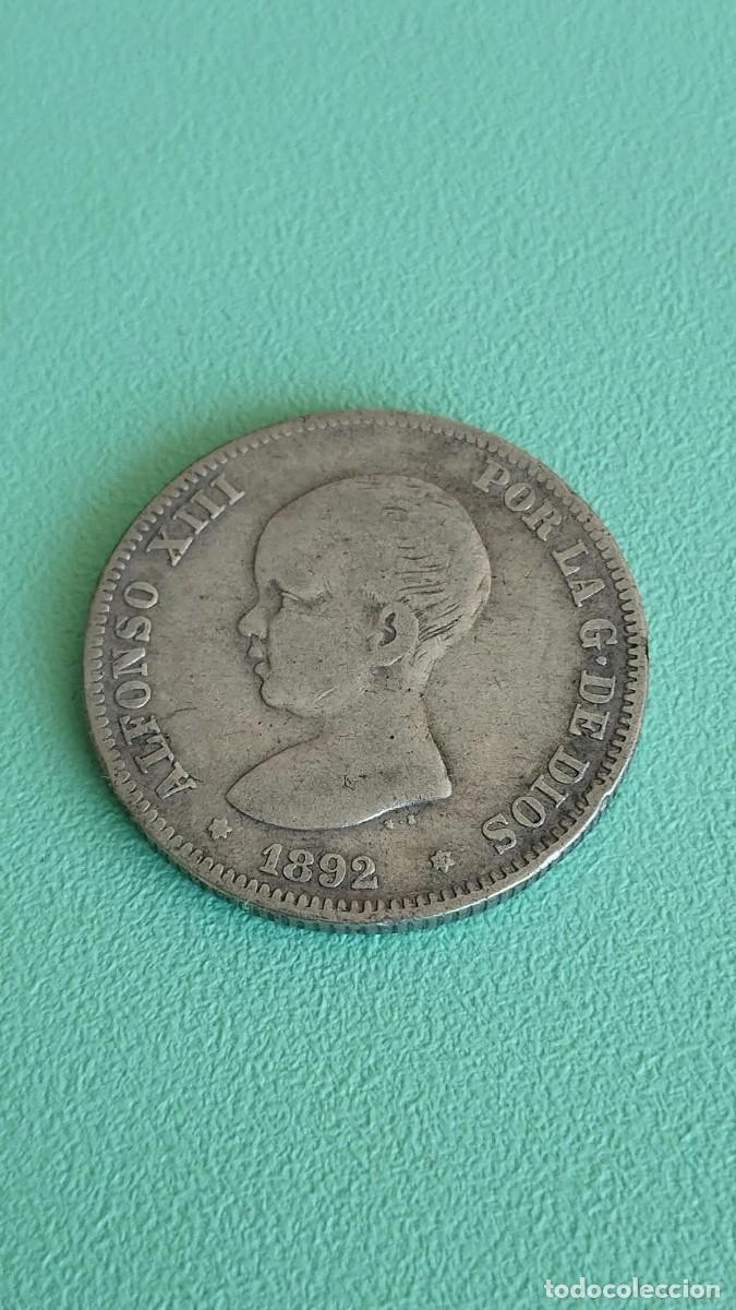 Monedas de Espa&ntilde;a: Moneda de plata - 2 Pesetas 1892 (*18-*92) - Alfonso XIII &rdquo;El Pel&oacute;n&rdquo; - PG M