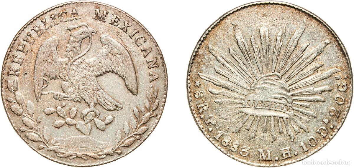 Monedas de Espa&ntilde;a: Mexico Federal Republic 1883 Pi MH 8 Reales Silver (.903) San Lu&iacute;s Potos&iacute; Mint (1545000) 27.09g AU