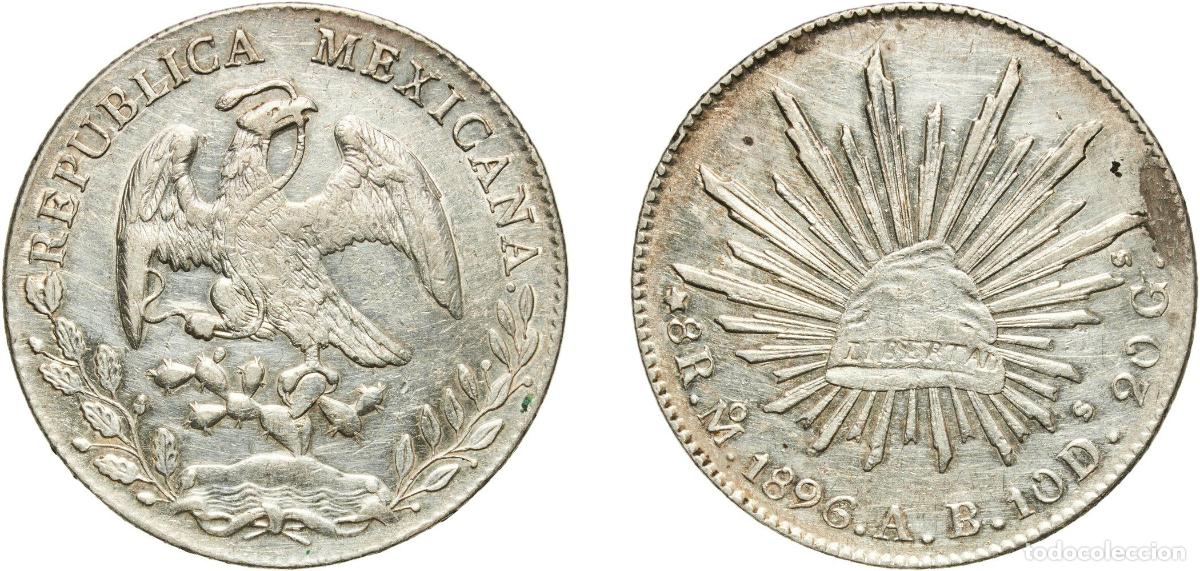 Monedas de Espa&ntilde;a: Mexico Federal Republic 1896 Mo AB 8 Reales Silver (.903) Mexican Mint (9327000) 27g XF KM 377.10