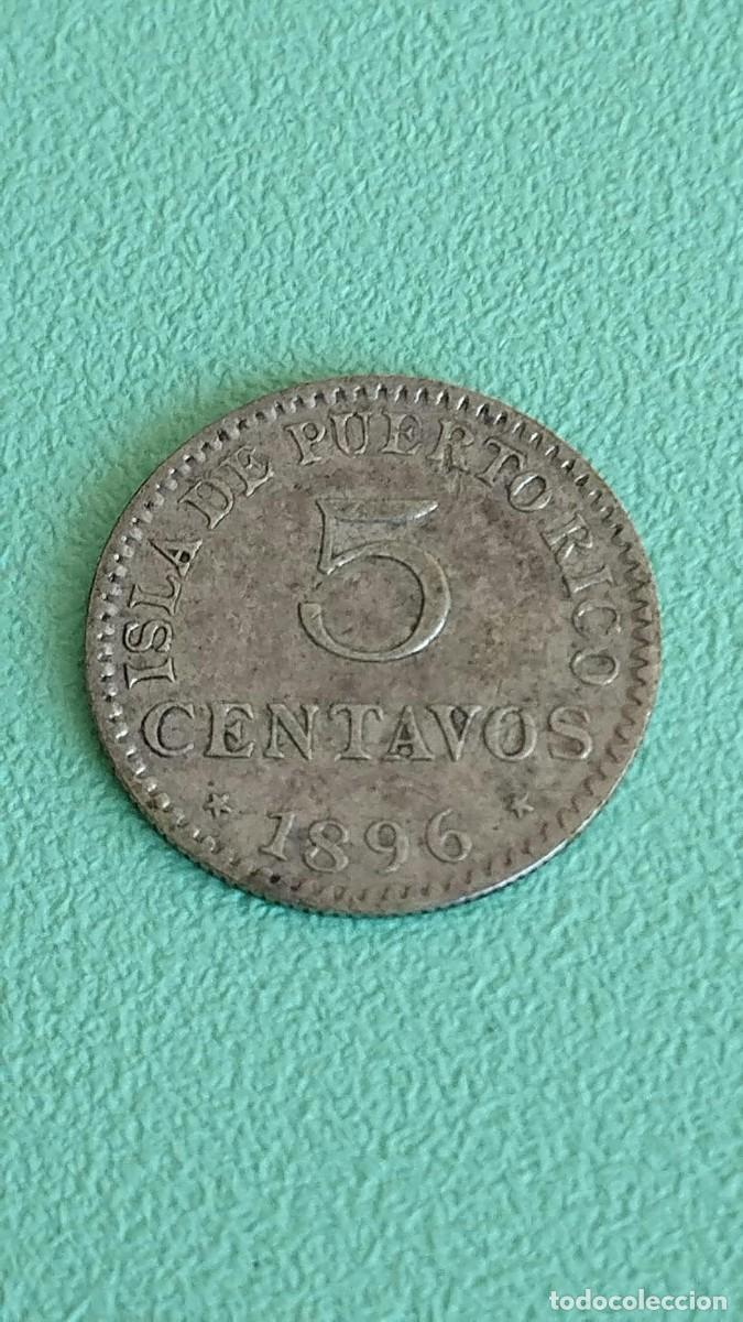 Monedas de Espa&ntilde;a: Rara y Escasa - Moneda de plata - 5 Centavos 1896 PG V - Isla de Puerto Rico - Colonial - Original