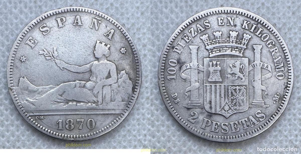 Monedas de Espa&ntilde;a: 5504 ESPA&Ntilde;A 1870 2 PESETAS GOBIERNO PROVISIONAL 1870 *75