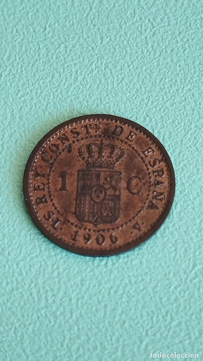 Monedas de Espa&ntilde;a: Moneda de bronce - 1 C&eacute;ntimo 1906 SM V - Alfonso XIII - Madrid - Original