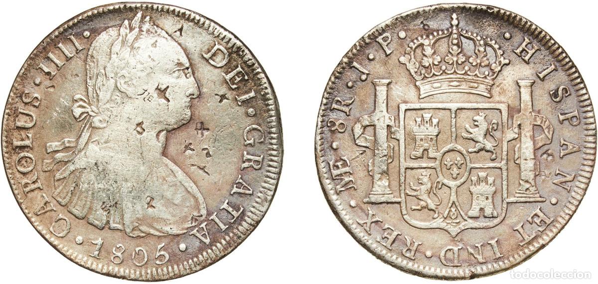 Monedas de Espa&ntilde;a: Peru Spanish colony 1805 LIMAE JP 8 Reales - Carlos IV (Colonial Milled Coinage) Silver (.896) Poto