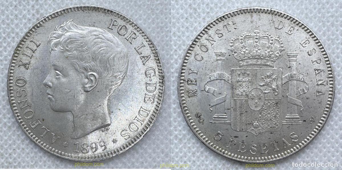 Monedas de Espa&ntilde;a: 5508 ESPA&Ntilde;A 1899 ALFONSO XIII 5 PESETAS 1899 18-99 MADRID SG V