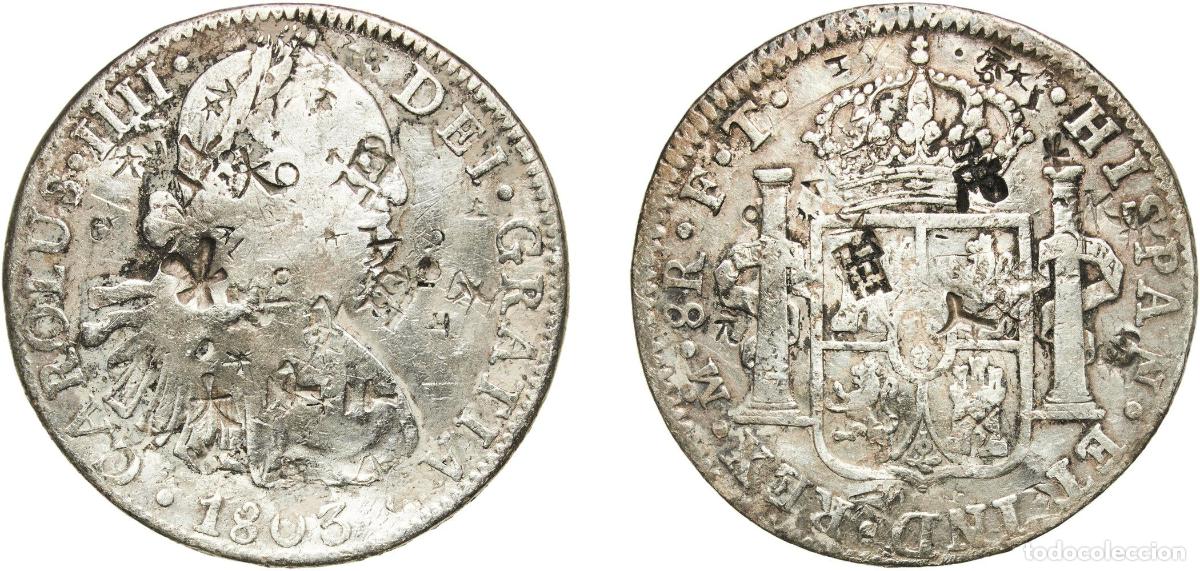 Monedas de Espa&ntilde;a: Mexico Spanish colony 1803 Mo FT 8 Reales - Carlos IV Silver (.896) Potosi Mint 26.49g VF KM 109