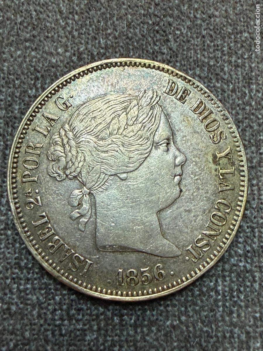 Monedas de Espa&ntilde;a: Isabel II, 20 reales del a&ntilde;o 1856 , plata 900%, 26g. 37 mm , original