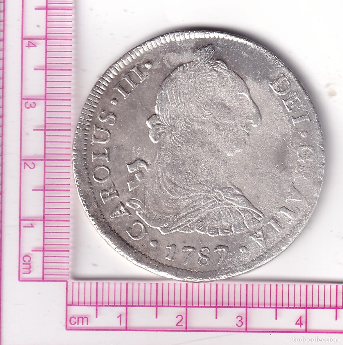 Monedas de Espa&ntilde;a: CRCAP352 MONEDA ESPA&Ntilde;A 8 REALES CARLOS III 1787 POTOSI P.R MODULO GRANDE EBC R.B.O PLATA