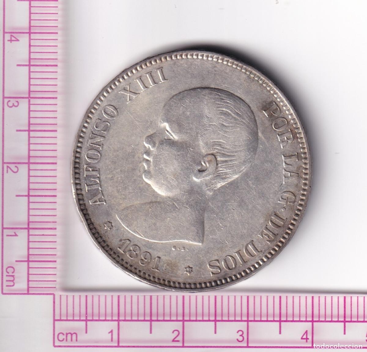 Monedas de Espa&ntilde;a: CRE0896 MONEDA ESPA&Ntilde;A ALFONSO XIII 5 PESETAS 1890 1891 PGM PLATA