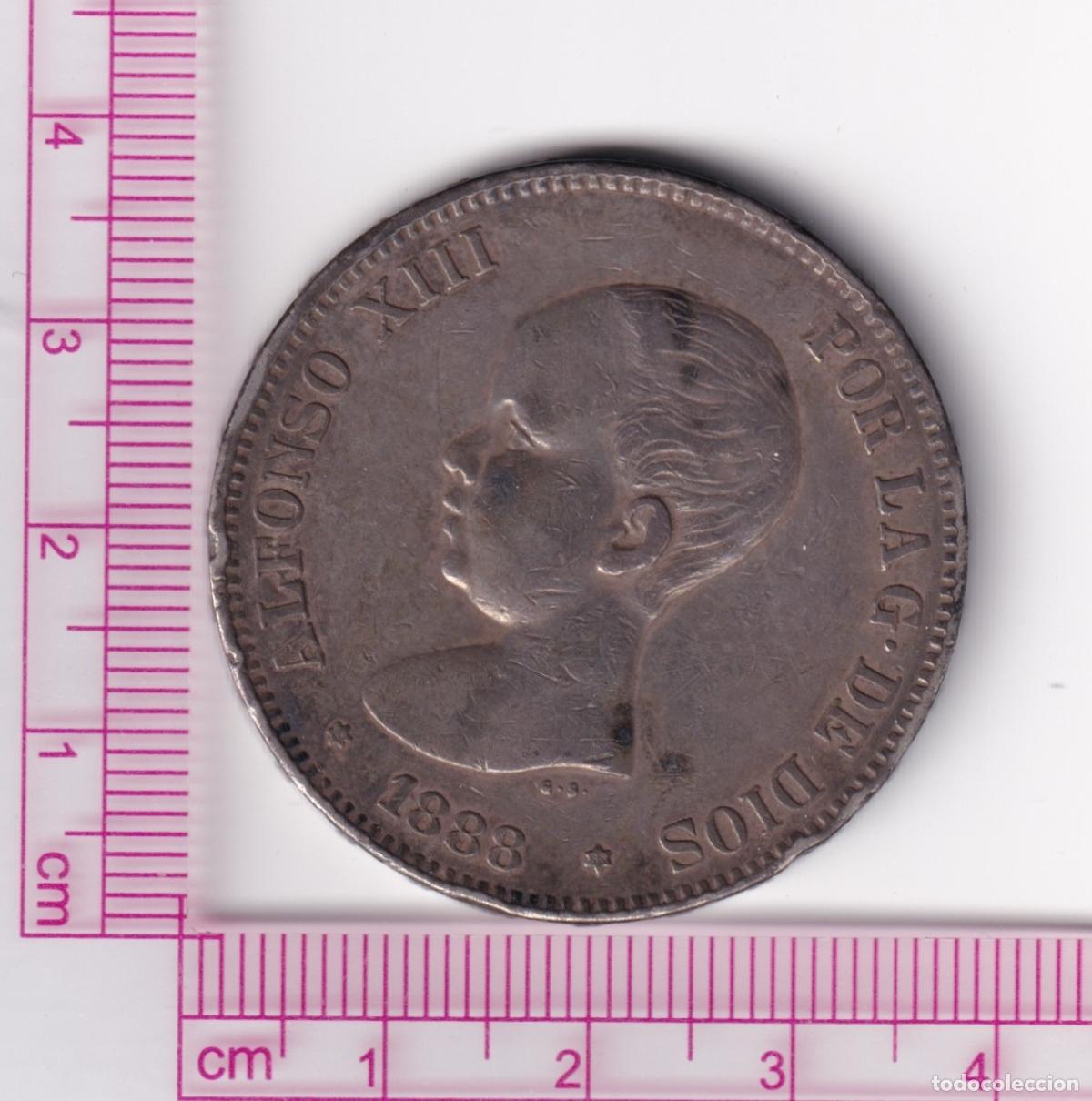 Monedas de Espa&ntilde;a: CRE0884 MONEDA ESPA&Ntilde;A ALFONSO XIII 5 PESETAS 1888 MPM 85 PLATA