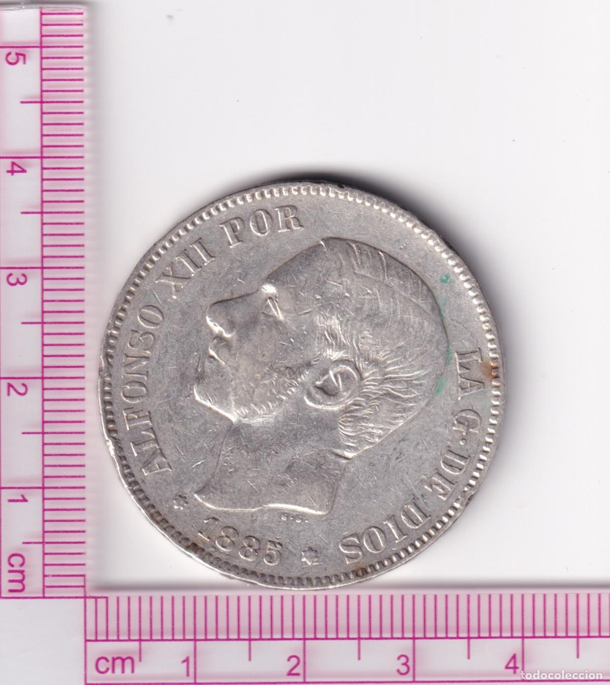 Monedas de Espa&ntilde;a: CRE2790 MONEDA ESPA&Ntilde;A ALFONSO XII 5 PESETAS 1885 *18 *88 MSM PLATA