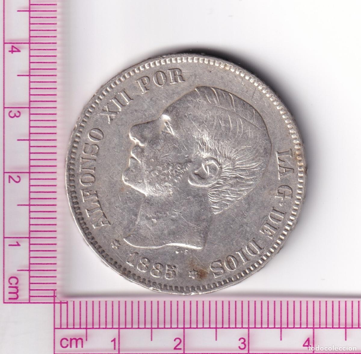 Monedas de Espa&ntilde;a: CRE2791 MONEDA ESPA&Ntilde;A ALFONSO XII 5 PESETAS 1885 *18 *86 MSM PLATA