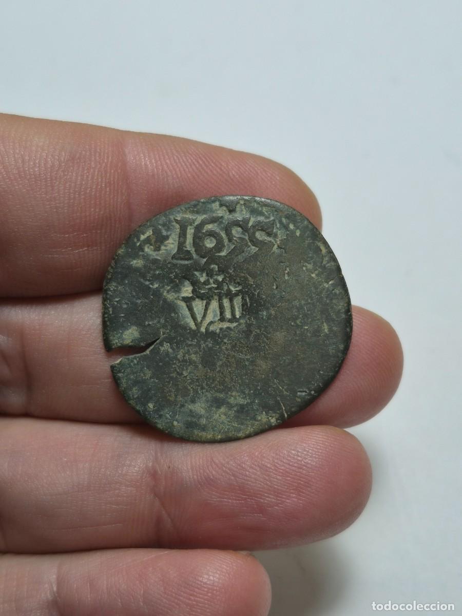 Monedas de Espa&ntilde;a: NT/ FELIPE IV RESELLOS VARIOS 1655 SOBRE 4 MARAVEDIES RRCC (E1469)