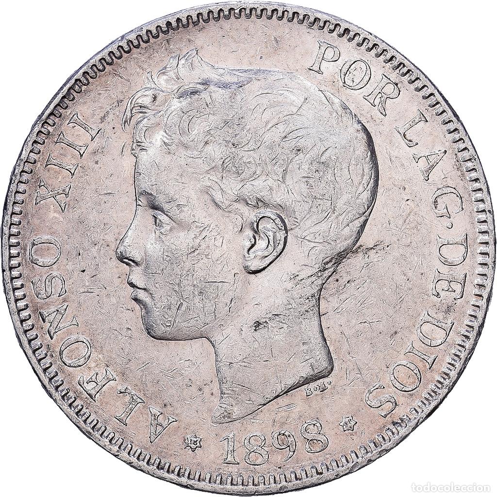 Monedas de Espa&ntilde;a: [#1552423] Espa&ntilde;a, Alfonso XIII, 5 Pesetas, 1898, Valencia, Plata, MBC+, KM:707