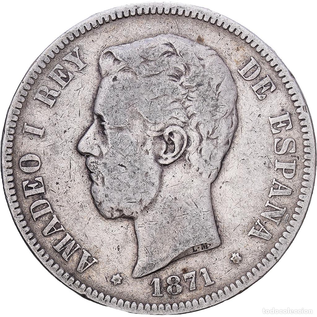 Monedas de Espa&ntilde;a: [#1552377] Espa&ntilde;a, Amadeao I, 5 Pesetas, 1871, Madrid, Plata, BC+, KM:666
