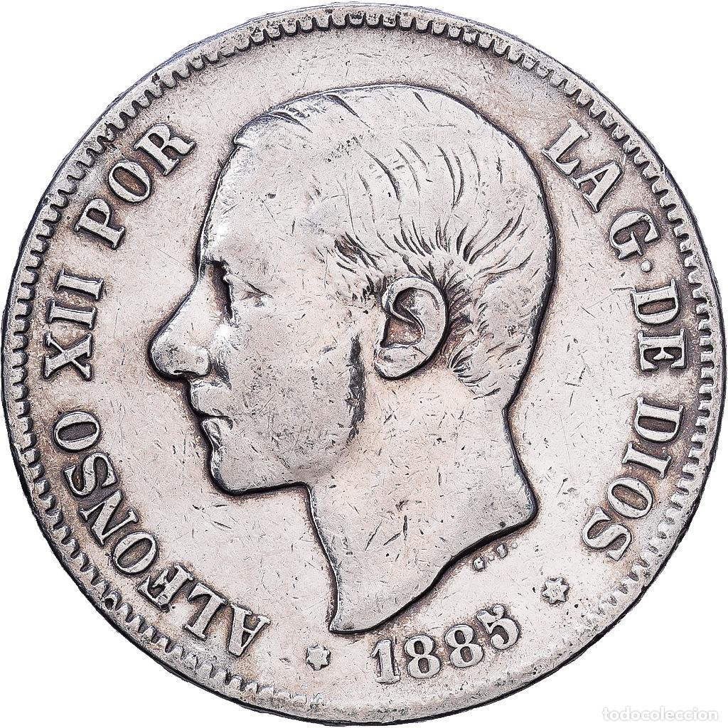 Monedas de Espa&ntilde;a: [#1552424] Espa&ntilde;a, Alfonso XII, 5 Pesetas, 1887, Madrid, Plata, MBC, KM:688