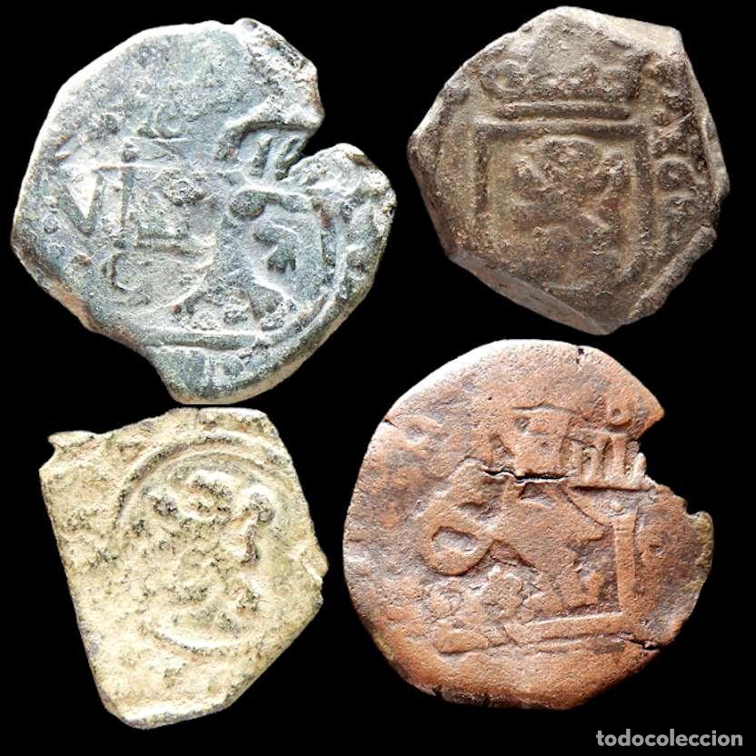 Monedas de Espa&ntilde;a: Lote de 4 monedas de los Austrias. Variados. 562-F