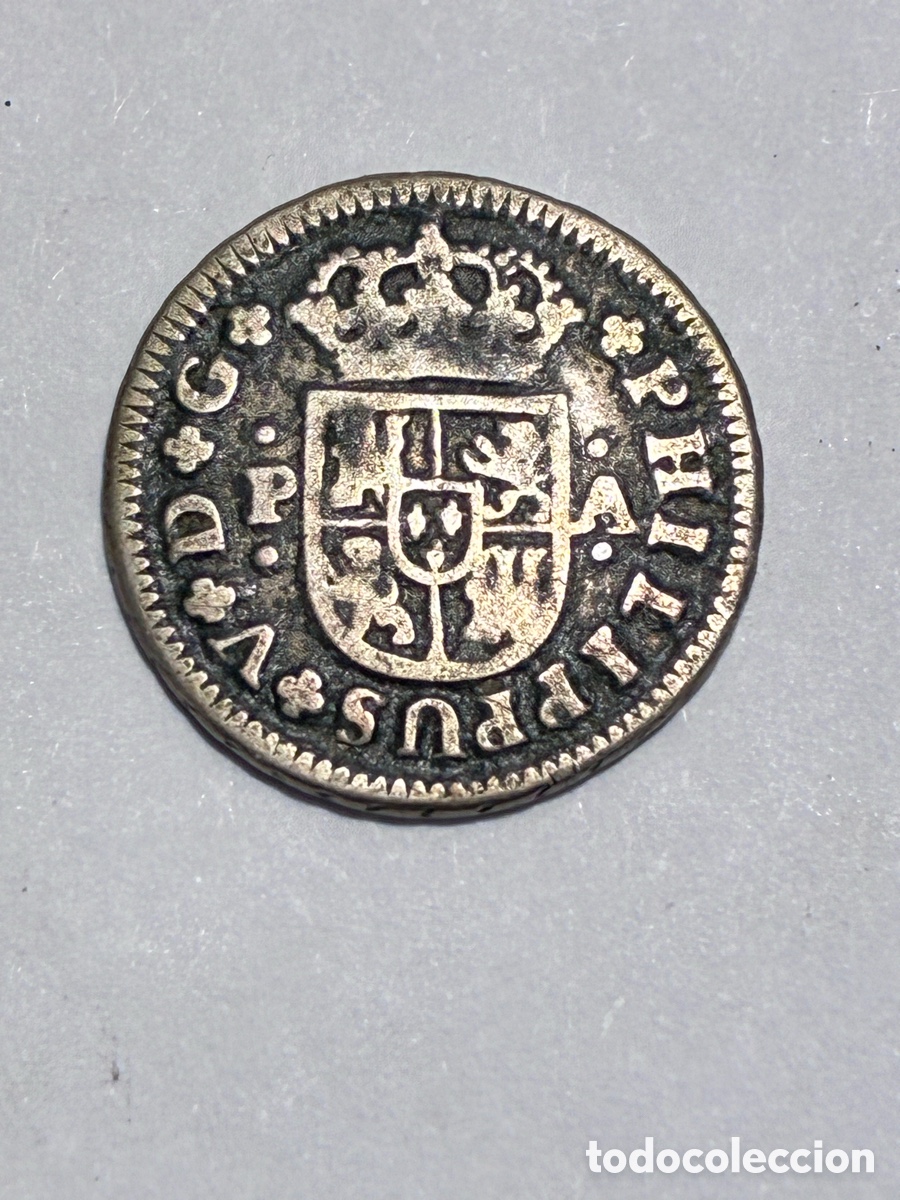 Monedas de Espa&ntilde;a: Felipe V (1700-1746). 1/2 real. 1733. Sevilla. PA. (Cal-339). Ag. 1,37 g. MBC. X-53
