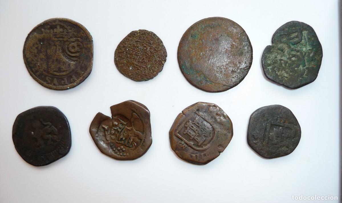 Monedas de Espa&ntilde;a: LOTE 8 MONEDAS COBRES A CLASIFICAR LA MAYOR&Iacute;A AUSTRIAS