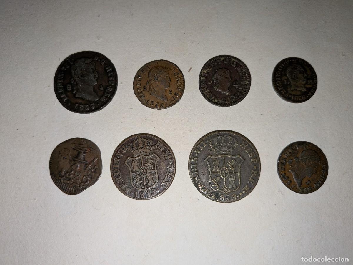Monedas de Espa&ntilde;a: OCHO BONITOS COBRES DE FERNANDO VII MUY BIEN CONSERVADOS
