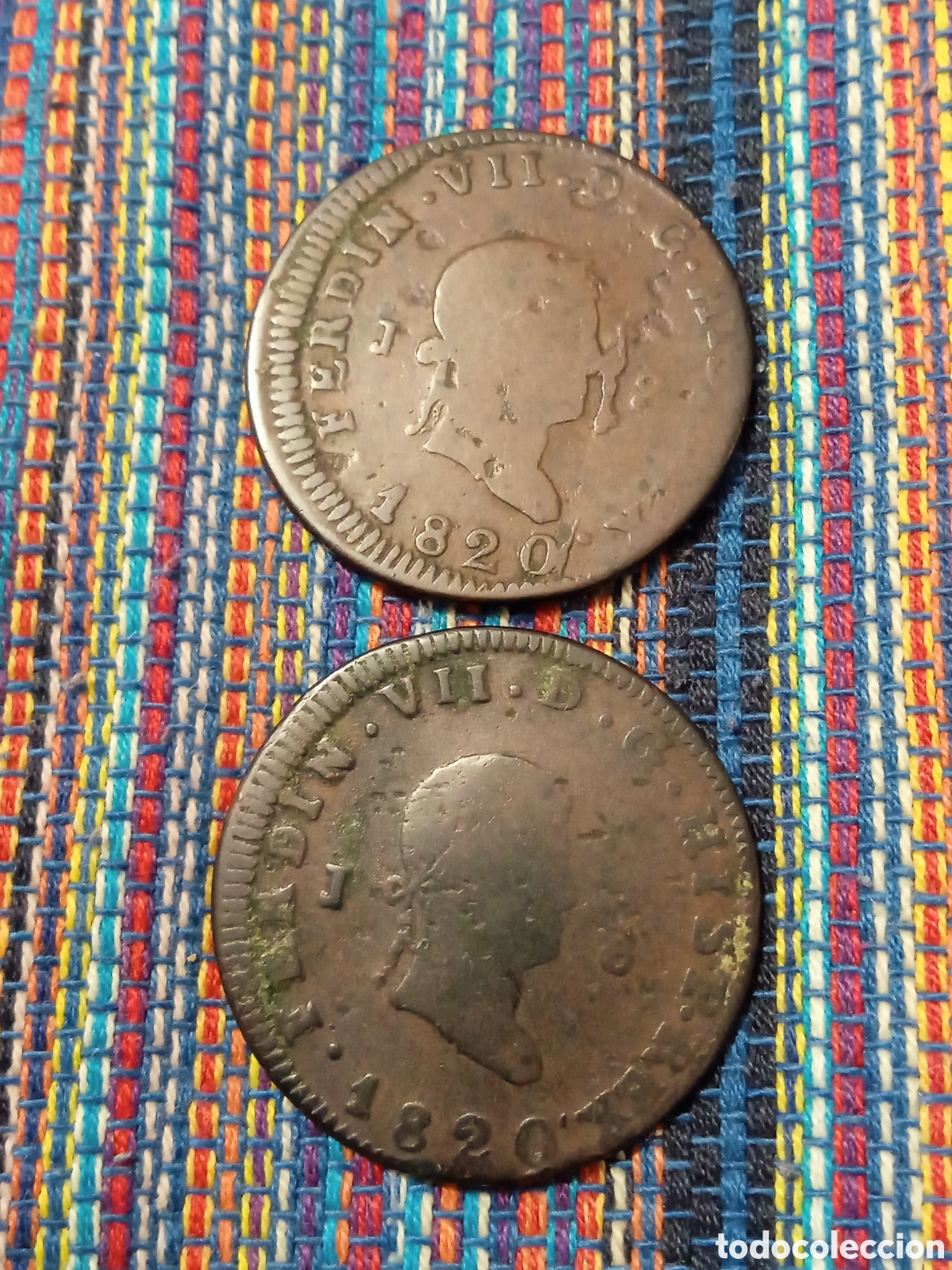 Monedas de Espa&ntilde;a: X- DOS MONEDAS DE 8 MARAVED&Iacute;S 1820 JUBIA CORU&Ntilde;A BUSTO GRANDE Y PEQUE&Ntilde;O