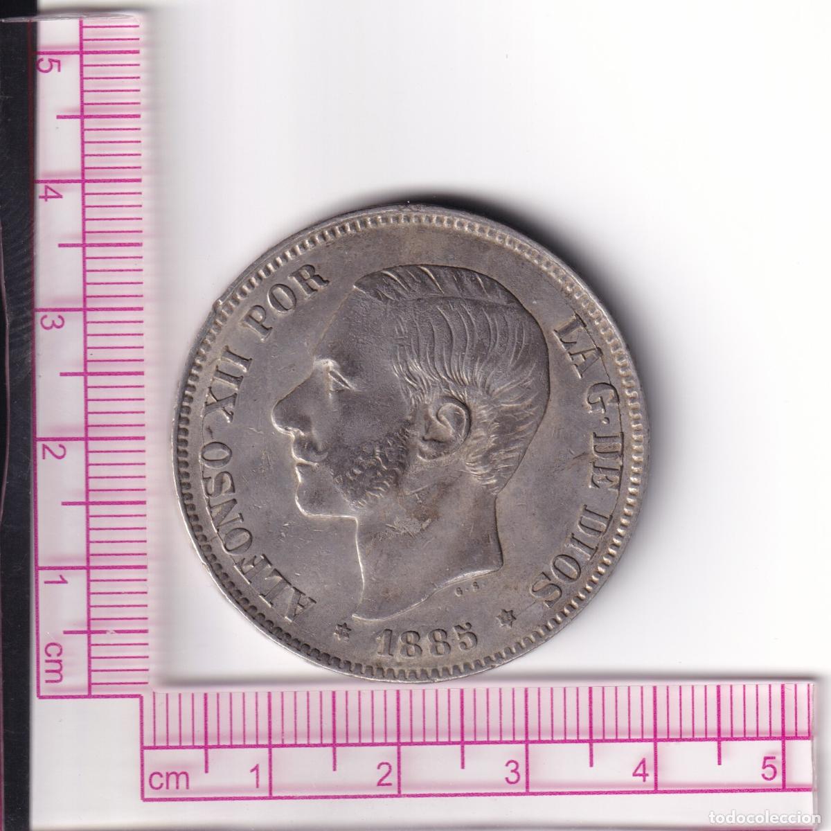 Monedas de Espa&ntilde;a: CRE3292 MONEDA ESPA&Ntilde;A ALFONSO XII 5 PESETAS 1885 PLATA MBC